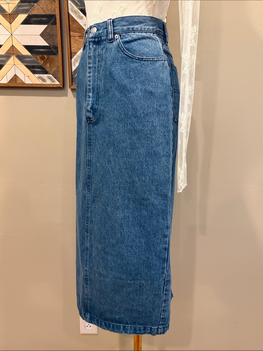 Vintage Ralph Lauren Country 90s Western Long Denim Jean Skirt size 6 - Picture 4 of 12